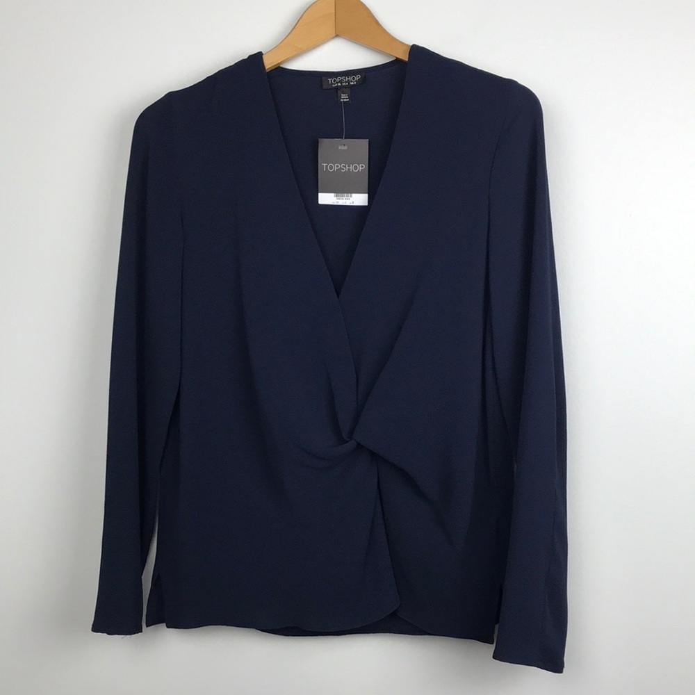 BNWT Navy Blue Topshop Blouse SZ 4